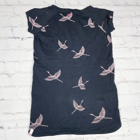 Missie Munster Crane Print Pullover Shift Dress Girls 5 Black Pink Cotton - Picture 4 of 6